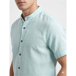 Koszula męska ala len na stójce krótki rękaw krój slim fit produkt Turecki  M-2XL