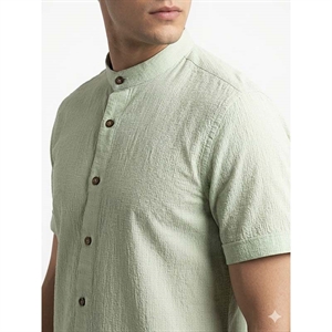 Koszula męska ala len na stójce krótki rękaw krój slim fit produkt Turecki  M-2XL