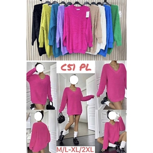 Sweter damski z dekoltem w serek  M-2XL