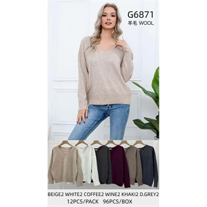 Sweter damski z dekoltem w serek