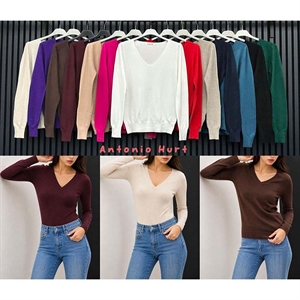 Sweter damski z dekoltem w serek