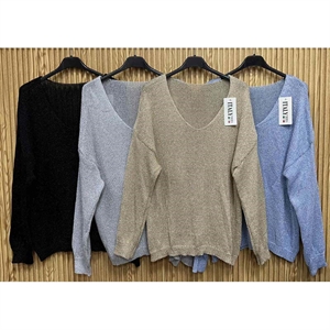 Sweter damski z dekoltem w serek