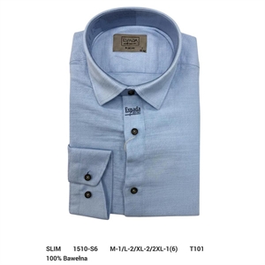 Koszula męska Ala len na kołnierzu długi rękaw krój slim fit produkt Turecki  M-2XL
