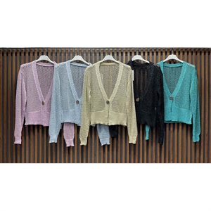 Ażurowy sweter damski okrągły