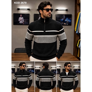 Sweter męski na pół suwak  M-2XL