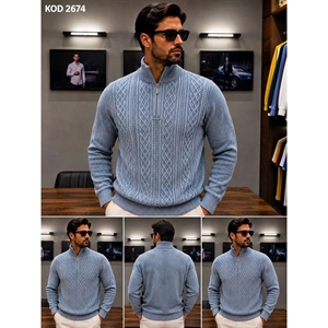 Sweter męski na pół suwak  M-2XL