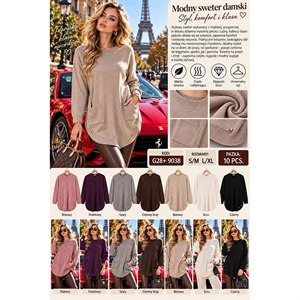 Sweter damski okrągły  S/M-L/XL