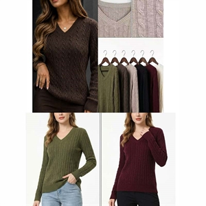 Sweter damski z dekoltem w serek