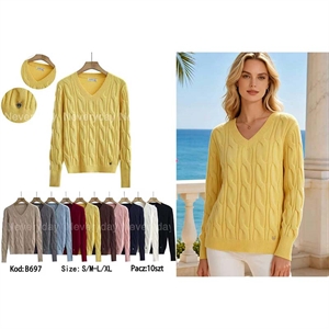Sweter damski z dekoltem w serek
