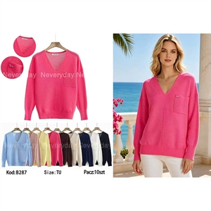 Sweter damski z dekoltem w serek