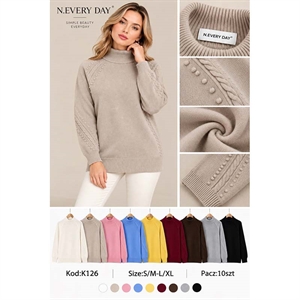 Sweter damski z golfem  S/M-L/XL
