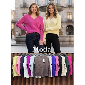 Sweter damski z dekoltem w serek