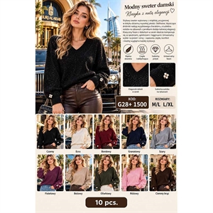 Sweter damski z dekoltem w serek  M/L-L/XL
