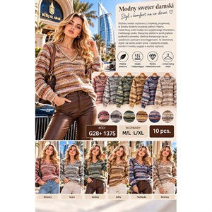 Sweter damski z dekoltem w serek  M/L-L/XL