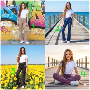 Spodnie prążek dzwony  128-164