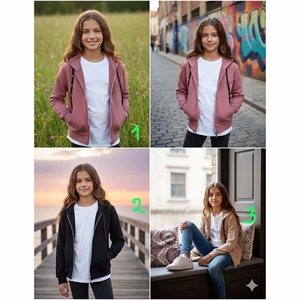 Bluza dziewczęca rozpinana na zamek z kapturem  128-164