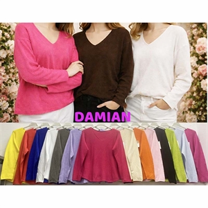 Sweter damski z dekoltem w serek