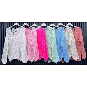 Ażurowy sweter damski okrągły