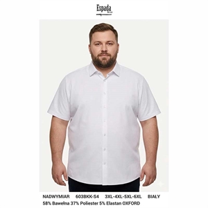 Koszula męska oxford na krótki rękaw krój nadwymiar produkt Turecki  3XL-6XL