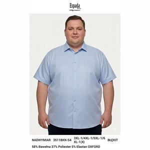Koszula męska oxford na krótki rękaw krój nadwymiar produkt Turecki  3XL-6XL
