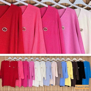Sweter damski z dekoltem w serek