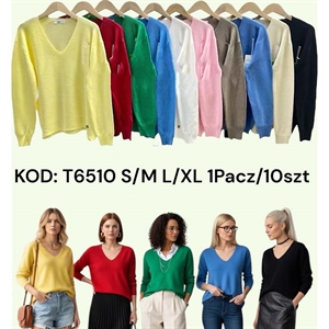 Sweter damski z dekoltem w serek S/M L/XL