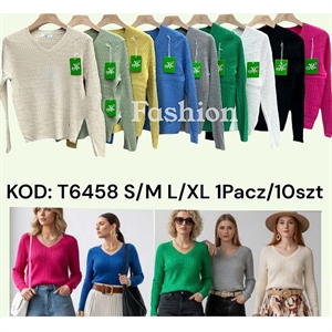 Sweter damski z dekoltem w serek S/M L/XL