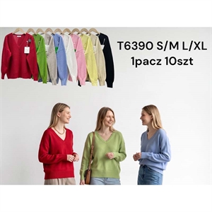 Sweter damski z dekoltem w serek S/M L/XL