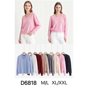 Sweter damski z dekoltem w serek  M/L-XL/2XL