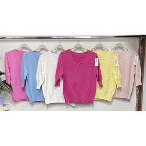 Sweter damski z dekoltem w serek