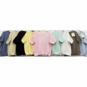 Ażurowy sweter damski okrągły