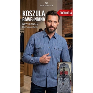 Koszula męska długi rękaw  39-46