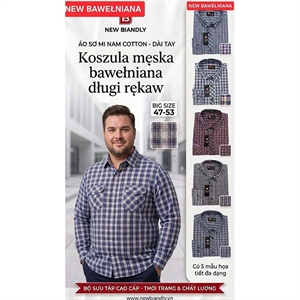 Koszula męska bawełniana długi rękaw Big Size  47-53