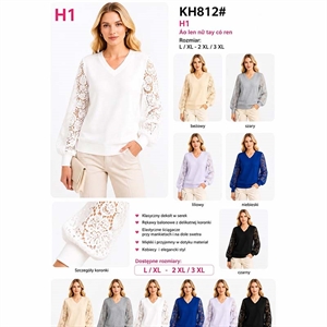 Sweter damski z dekoltem w serek  L/XL-2XL/3XL