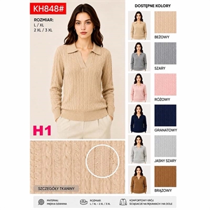 Sweter damski z kołnierzykiem  L/XL-2XL/3XL