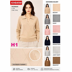 Sweter damski z kołnierzykiem  L/XL-2XL/3XL