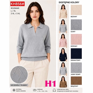 Sweter damski z kołnierzykiem  L/XL-2XL/3XL