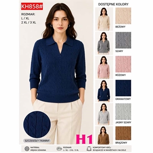 Sweter damski z kołnierzykiem  L/XL-2XL/3XL
