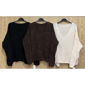 Sweter damski z dekoltem w serek