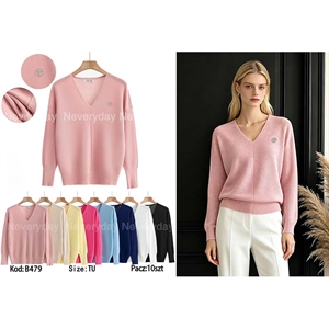 Sweter damski z dekoltem w serek