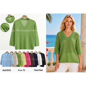 Sweter damski z dekoltem w serek