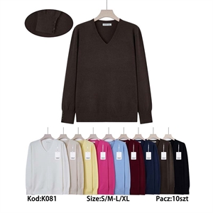 Sweter damski z dekoltem w serek  S/M-L/XL