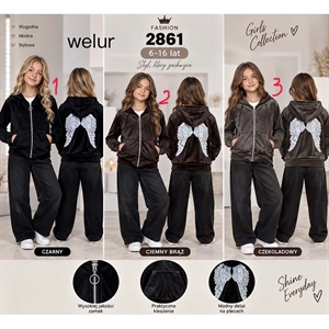 Bluza welurowa dziewczęca rozpinana na zamek z kapturem  6-16 lat