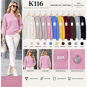 Sweter damski okrągły  S/M-L/XL