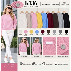 Sweter damski okrągły  S/M-L/XL