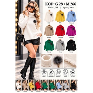 Sweter damski z golfem  S/M-L/XL