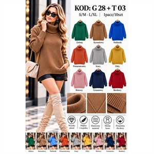 Sweter damski z golfem  S/M-L/XL