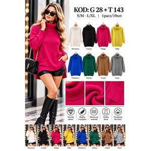 Sweter damski z golfem  S/M-L/XL