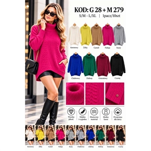 Sweter damski z golfem  S/M-L/XL
