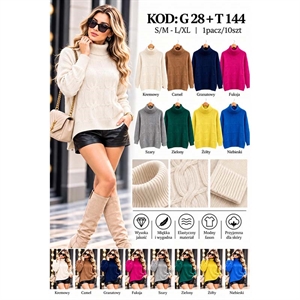 Sweter damski z golfem  S/M-L/XL